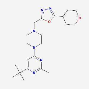 molecular formula C21H32N6O2 B6435451 4-tert-butyl-2-methyl-6-(4-{[5-(oxan-4-yl)-1,3,4-oxadiazol-2-yl]methyl}piperazin-1-yl)pyrimidine CAS No. 2549032-71-3