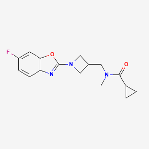 molecular formula C16H18FN3O2 B6435463 N-{[1-(6-fluoro-1,3-benzoxazol-2-yl)azetidin-3-yl]methyl}-N-methylcyclopropanecarboxamide CAS No. 2549032-18-8