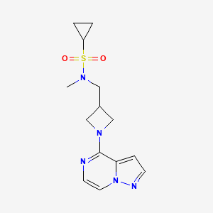 molecular formula C14H19N5O2S B6435474 N-methyl-N-[(1-{pyrazolo[1,5-a]pyrazin-4-yl}azetidin-3-yl)methyl]cyclopropanesulfonamide CAS No. 2549032-73-5