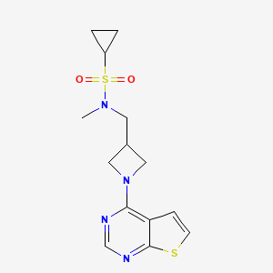 molecular formula C14H18N4O2S2 B6435480 N-methyl-N-[(1-{thieno[2,3-d]pyrimidin-4-yl}azetidin-3-yl)methyl]cyclopropanesulfonamide CAS No. 2549032-79-1