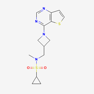 molecular formula C14H18N4O2S2 B6435489 N-methyl-N-[(1-{thieno[3,2-d]pyrimidin-4-yl}azetidin-3-yl)methyl]cyclopropanesulfonamide CAS No. 2548995-96-4