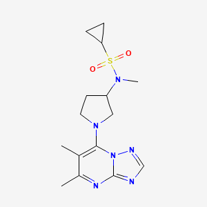 molecular formula C15H22N6O2S B6435511 N-(1-{5,6-dimethyl-[1,2,4]triazolo[1,5-a]pyrimidin-7-yl}pyrrolidin-3-yl)-N-methylcyclopropanesulfonamide CAS No. 2549031-17-4