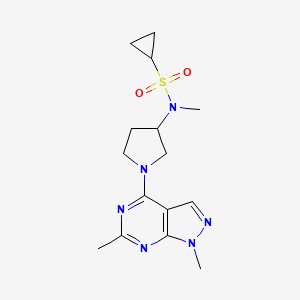 molecular formula C15H22N6O2S B6435517 N-(1-{1,6-dimethyl-1H-pyrazolo[3,4-d]pyrimidin-4-yl}pyrrolidin-3-yl)-N-methylcyclopropanesulfonamide CAS No. 2549036-89-5