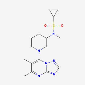 molecular formula C16H24N6O2S B6435538 N-(1-{5,6-dimethyl-[1,2,4]triazolo[1,5-a]pyrimidin-7-yl}piperidin-3-yl)-N-methylcyclopropanesulfonamide CAS No. 2549041-94-1