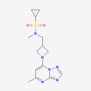 molecular formula C14H20N6O2S B6435539 N-methyl-N-[(1-{5-methyl-[1,2,4]triazolo[1,5-a]pyrimidin-7-yl}azetidin-3-yl)methyl]cyclopropanesulfonamide CAS No. 2548992-96-5