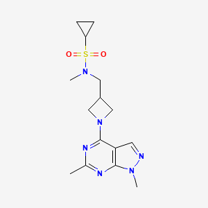 molecular formula C15H22N6O2S B6435543 N-[(1-{1,6-dimethyl-1H-pyrazolo[3,4-d]pyrimidin-4-yl}azetidin-3-yl)methyl]-N-methylcyclopropanesulfonamide CAS No. 2549054-82-0
