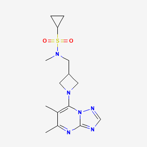 molecular formula C15H22N6O2S B6435557 N-[(1-{5,6-dimethyl-[1,2,4]triazolo[1,5-a]pyrimidin-7-yl}azetidin-3-yl)methyl]-N-methylcyclopropanesulfonamide CAS No. 2549025-87-6