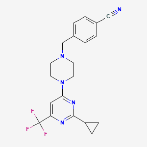 molecular formula C20H20F3N5 B6435562 4-({4-[2-cyclopropyl-6-(trifluoromethyl)pyrimidin-4-yl]piperazin-1-yl}methyl)benzonitrile CAS No. 2549005-30-1