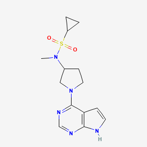 molecular formula C14H19N5O2S B6435616 N-methyl-N-(1-{7H-pyrrolo[2,3-d]pyrimidin-4-yl}pyrrolidin-3-yl)cyclopropanesulfonamide CAS No. 2549032-68-8