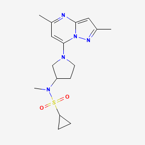 molecular formula C16H23N5O2S B6435622 N-(1-{2,5-dimethylpyrazolo[1,5-a]pyrimidin-7-yl}pyrrolidin-3-yl)-N-methylcyclopropanesulfonamide CAS No. 2549022-48-0