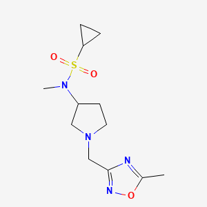 molecular formula C12H20N4O3S B6435637 N-methyl-N-{1-[(5-methyl-1,2,4-oxadiazol-3-yl)methyl]pyrrolidin-3-yl}cyclopropanesulfonamide CAS No. 2549008-11-7