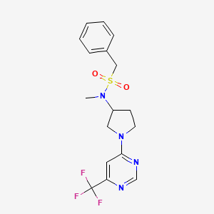 molecular formula C17H19F3N4O2S B6435656 N-methyl-1-phenyl-N-{1-[6-(trifluoromethyl)pyrimidin-4-yl]pyrrolidin-3-yl}methanesulfonamide CAS No. 2548979-62-8