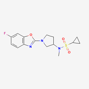 molecular formula C15H18FN3O3S B6435667 N-[1-(6-fluoro-1,3-benzoxazol-2-yl)pyrrolidin-3-yl]-N-methylcyclopropanesulfonamide CAS No. 2549040-47-1