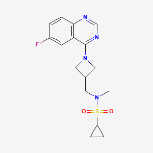 molecular formula C16H19FN4O2S B6435705 N-{[1-(6-fluoroquinazolin-4-yl)azetidin-3-yl]methyl}-N-methylcyclopropanesulfonamide CAS No. 2549026-03-9