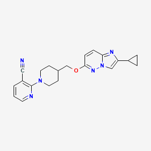 molecular formula C21H22N6O B6435725 2-{4-[({2-cyclopropylimidazo[1,2-b]pyridazin-6-yl}oxy)methyl]piperidin-1-yl}pyridine-3-carbonitrile CAS No. 2548991-56-4