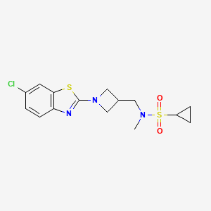molecular formula C15H18ClN3O2S2 B6435822 N-{[1-(6-chloro-1,3-benzothiazol-2-yl)azetidin-3-yl]methyl}-N-methylcyclopropanesulfonamide CAS No. 2548981-87-7