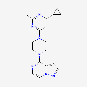 molecular formula C18H21N7 B6435838 4-cyclopropyl-2-methyl-6-(4-{pyrazolo[1,5-a]pyrazin-4-yl}piperazin-1-yl)pyrimidine CAS No. 2549015-34-9