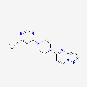 molecular formula C18H21N7 B6435840 4-cyclopropyl-2-methyl-6-(4-{pyrazolo[1,5-a]pyrimidin-5-yl}piperazin-1-yl)pyrimidine CAS No. 2549044-13-3