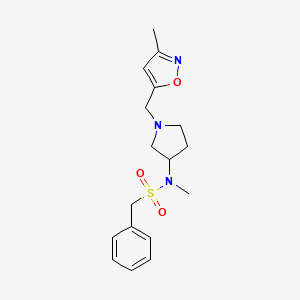 molecular formula C17H23N3O3S B6435846 N-methyl-N-{1-[(3-methyl-1,2-oxazol-5-yl)methyl]pyrrolidin-3-yl}-1-phenylmethanesulfonamide CAS No. 2549018-43-9