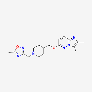 molecular formula C18H24N6O2 B6435851 4-[({2,3-dimethylimidazo[1,2-b]pyridazin-6-yl}oxy)methyl]-1-[(5-methyl-1,2,4-oxadiazol-3-yl)methyl]piperidine CAS No. 2549012-76-0