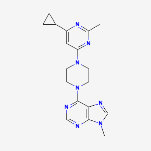 molecular formula C18H22N8 B6435868 6-[4-(6-cyclopropyl-2-methylpyrimidin-4-yl)piperazin-1-yl]-9-methyl-9H-purine CAS No. 2548988-09-4