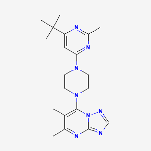 molecular formula C20H28N8 B6435884 4-tert-butyl-6-(4-{5,6-dimethyl-[1,2,4]triazolo[1,5-a]pyrimidin-7-yl}piperazin-1-yl)-2-methylpyrimidine CAS No. 2549040-05-1