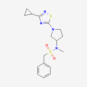 molecular formula C17H22N4O2S2 B6435908 N-[1-(3-cyclopropyl-1,2,4-thiadiazol-5-yl)pyrrolidin-3-yl]-N-methyl-1-phenylmethanesulfonamide CAS No. 2549043-59-4