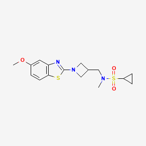 molecular formula C16H21N3O3S2 B6435914 N-{[1-(5-methoxy-1,3-benzothiazol-2-yl)azetidin-3-yl]methyl}-N-methylcyclopropanesulfonamide CAS No. 2549005-49-2