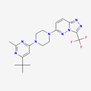 molecular formula C19H23F3N8 B6435937 4-tert-butyl-2-methyl-6-{4-[3-(trifluoromethyl)-[1,2,4]triazolo[4,3-b]pyridazin-6-yl]piperazin-1-yl}pyrimidine CAS No. 2549003-61-2