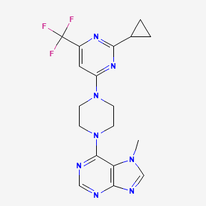 molecular formula C18H19F3N8 B6435955 6-{4-[2-cyclopropyl-6-(trifluoromethyl)pyrimidin-4-yl]piperazin-1-yl}-7-methyl-7H-purine CAS No. 2549004-46-6