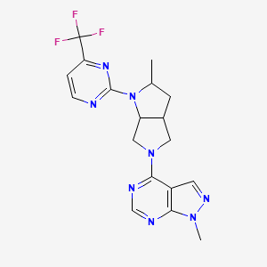 molecular formula C18H19F3N8 B6435962 2-(2-methyl-5-{1-methyl-1H-pyrazolo[3,4-d]pyrimidin-4-yl}-octahydropyrrolo[3,4-b]pyrrol-1-yl)-4-(trifluoromethyl)pyrimidine CAS No. 2549041-93-0