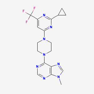 molecular formula C18H19F3N8 B6435970 6-{4-[2-cyclopropyl-6-(trifluoromethyl)pyrimidin-4-yl]piperazin-1-yl}-9-methyl-9H-purine CAS No. 2549047-97-2