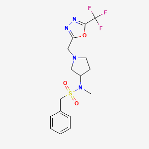molecular formula C16H19F3N4O3S B6435972 N-methyl-1-phenyl-N-(1-{[5-(trifluoromethyl)-1,3,4-oxadiazol-2-yl]methyl}pyrrolidin-3-yl)methanesulfonamide CAS No. 2549042-76-2