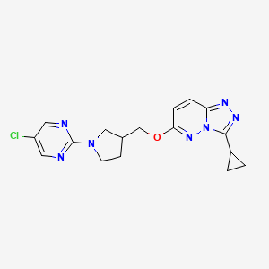 molecular formula C17H18ClN7O B6436037 5-chloro-2-{3-[({3-cyclopropyl-[1,2,4]triazolo[4,3-b]pyridazin-6-yl}oxy)methyl]pyrrolidin-1-yl}pyrimidine CAS No. 2548999-82-0