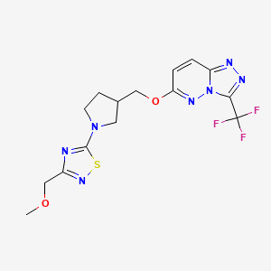 molecular formula C15H16F3N7O2S B6436038 3-(methoxymethyl)-5-[3-({[3-(trifluoromethyl)-[1,2,4]triazolo[4,3-b]pyridazin-6-yl]oxy}methyl)pyrrolidin-1-yl]-1,2,4-thiadiazole CAS No. 2548987-81-9