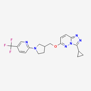 molecular formula C19H19F3N6O B6436072 2-{3-[({3-cyclopropyl-[1,2,4]triazolo[4,3-b]pyridazin-6-yl}oxy)methyl]pyrrolidin-1-yl}-5-(trifluoromethyl)pyridine CAS No. 2548988-87-8
