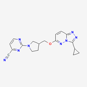 2-{3-[({3-cyclopropyl-[1,2,4]triazolo[4,3-b]pyridazin-6-yl}oxy)methyl]pyrrolidin-1-yl}pyrimidine-4-carbonitrile