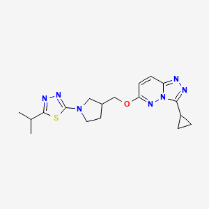 molecular formula C18H23N7OS B6436087 2-{3-[({3-cyclopropyl-[1,2,4]triazolo[4,3-b]pyridazin-6-yl}oxy)methyl]pyrrolidin-1-yl}-5-(propan-2-yl)-1,3,4-thiadiazole CAS No. 2548976-44-7