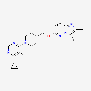 molecular formula C21H25FN6O B6436123 4-cyclopropyl-6-{4-[({2,3-dimethylimidazo[1,2-b]pyridazin-6-yl}oxy)methyl]piperidin-1-yl}-5-fluoropyrimidine CAS No. 2548982-49-4