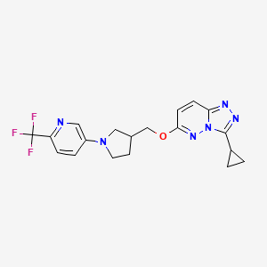 molecular formula C19H19F3N6O B6436132 5-{3-[({3-cyclopropyl-[1,2,4]triazolo[4,3-b]pyridazin-6-yl}oxy)methyl]pyrrolidin-1-yl}-2-(trifluoromethyl)pyridine CAS No. 2549035-72-3