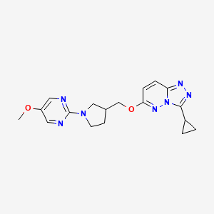 molecular formula C18H21N7O2 B6436136 2-{3-[({3-cyclopropyl-[1,2,4]triazolo[4,3-b]pyridazin-6-yl}oxy)methyl]pyrrolidin-1-yl}-5-methoxypyrimidine CAS No. 2549020-15-5