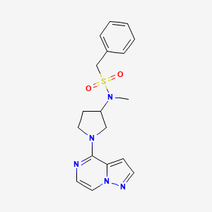 molecular formula C18H21N5O2S B6436198 N-methyl-1-phenyl-N-(1-{pyrazolo[1,5-a]pyrazin-4-yl}pyrrolidin-3-yl)methanesulfonamide CAS No. 2548984-23-0