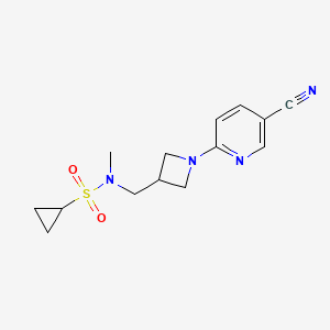 molecular formula C14H18N4O2S B6436203 N-{[1-(5-cyanopyridin-2-yl)azetidin-3-yl]methyl}-N-methylcyclopropanesulfonamide CAS No. 2549026-99-3