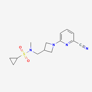 molecular formula C14H18N4O2S B6436209 N-{[1-(6-cyanopyridin-2-yl)azetidin-3-yl]methyl}-N-methylcyclopropanesulfonamide CAS No. 2549032-95-1