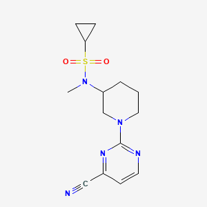 molecular formula C14H19N5O2S B6436210 N-[1-(4-cyanopyrimidin-2-yl)piperidin-3-yl]-N-methylcyclopropanesulfonamide CAS No. 2549020-24-6