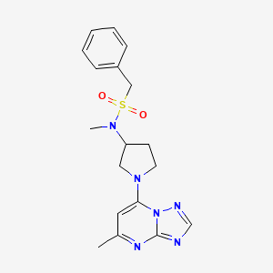 molecular formula C18H22N6O2S B6436228 N-methyl-N-(1-{5-methyl-[1,2,4]triazolo[1,5-a]pyrimidin-7-yl}pyrrolidin-3-yl)-1-phenylmethanesulfonamide CAS No. 2549006-77-9