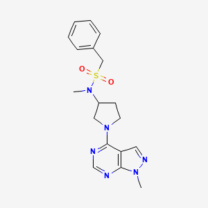 molecular formula C18H22N6O2S B6436236 N-methyl-N-(1-{1-methyl-1H-pyrazolo[3,4-d]pyrimidin-4-yl}pyrrolidin-3-yl)-1-phenylmethanesulfonamide CAS No. 2549039-62-3