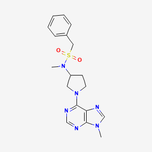 molecular formula C18H22N6O2S B6436247 N-methyl-N-[1-(9-methyl-9H-purin-6-yl)pyrrolidin-3-yl]-1-phenylmethanesulfonamide CAS No. 2548996-71-8