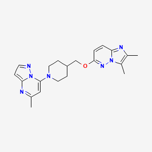 molecular formula C21H25N7O B6436284 4-[({2,3-dimethylimidazo[1,2-b]pyridazin-6-yl}oxy)methyl]-1-{5-methylpyrazolo[1,5-a]pyrimidin-7-yl}piperidine CAS No. 2549050-59-9
