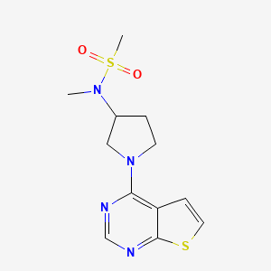 molecular formula C12H16N4O2S2 B6436301 N-methyl-N-(1-{thieno[2,3-d]pyrimidin-4-yl}pyrrolidin-3-yl)methanesulfonamide CAS No. 2549013-68-3